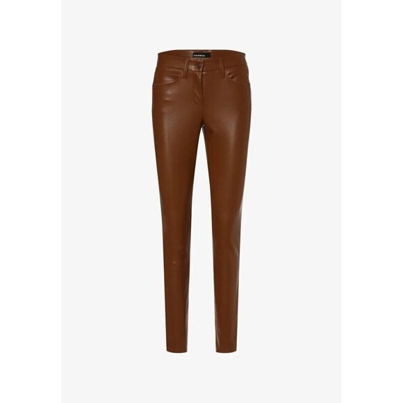 Cambio Women's Size 40 US10 Camel Brown Ray Pants Slim Faux 5 Pckt Trousers $430 - Picture 9 of 9